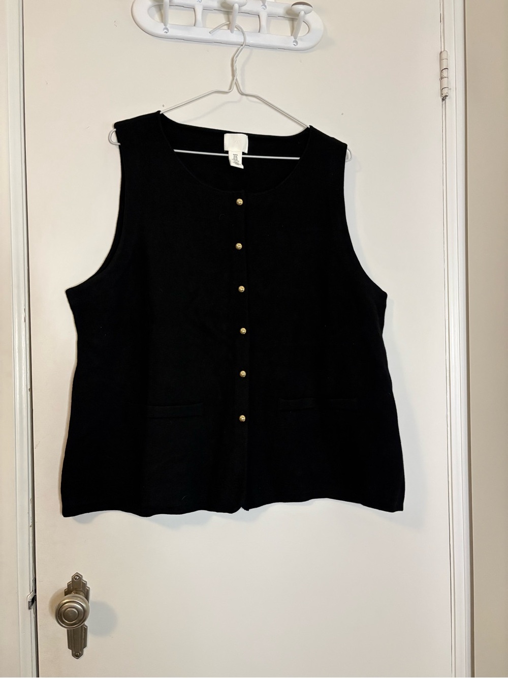 H&M Black Sleeveless Button-Front Tank Top with Gold Buttons